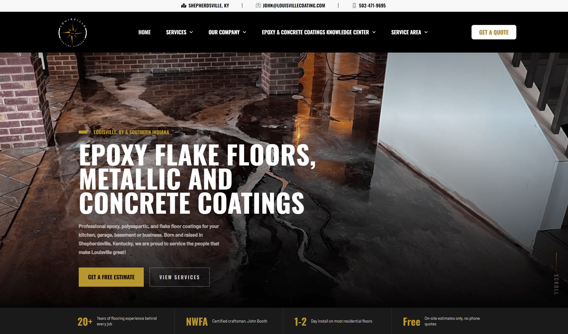 Louisville Coating Company website designed by Galaxy Sunset Designs