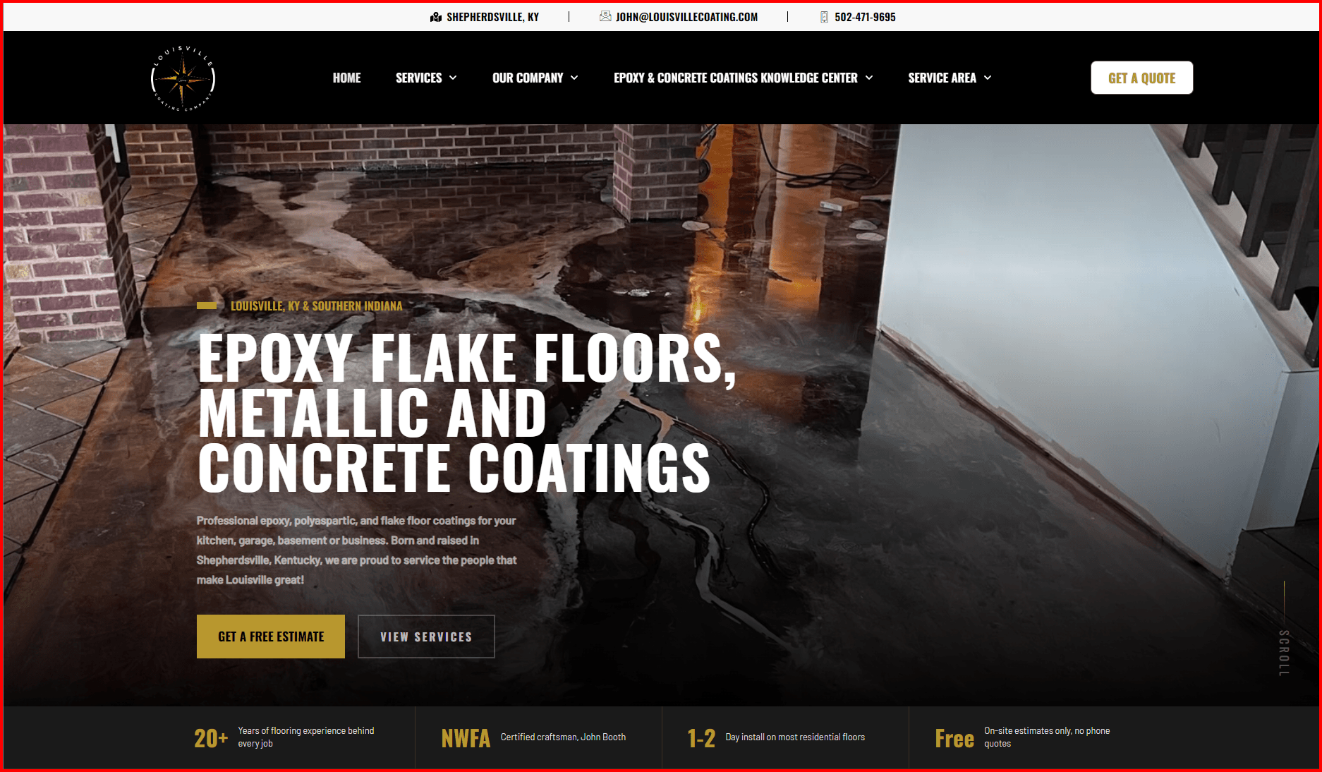 Louisville Coating Company website designed by Galaxy Sunset Designs